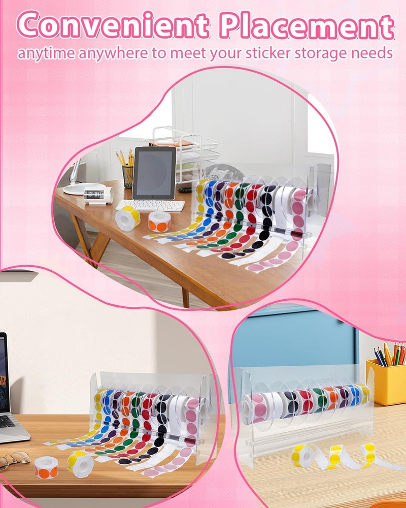 UCEC 9 Disks Sticker Roll Dispenser, Acrylic Label Sticker Holder, Roll Holder Organizer for Small Hand Workers, Offices and Homes - Image 4